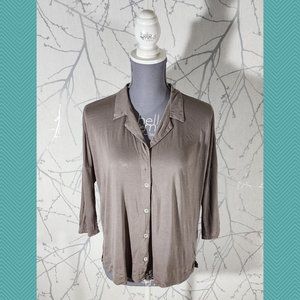 Standard James Perse Beige Taupe Jersey Knit Boxy Fit Blouse